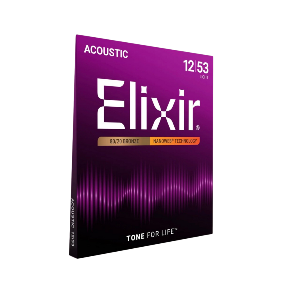 ELIXIR 11052 Nanoweb 80/20 Bronze Acoustic Guitar Strings Light 12-53
