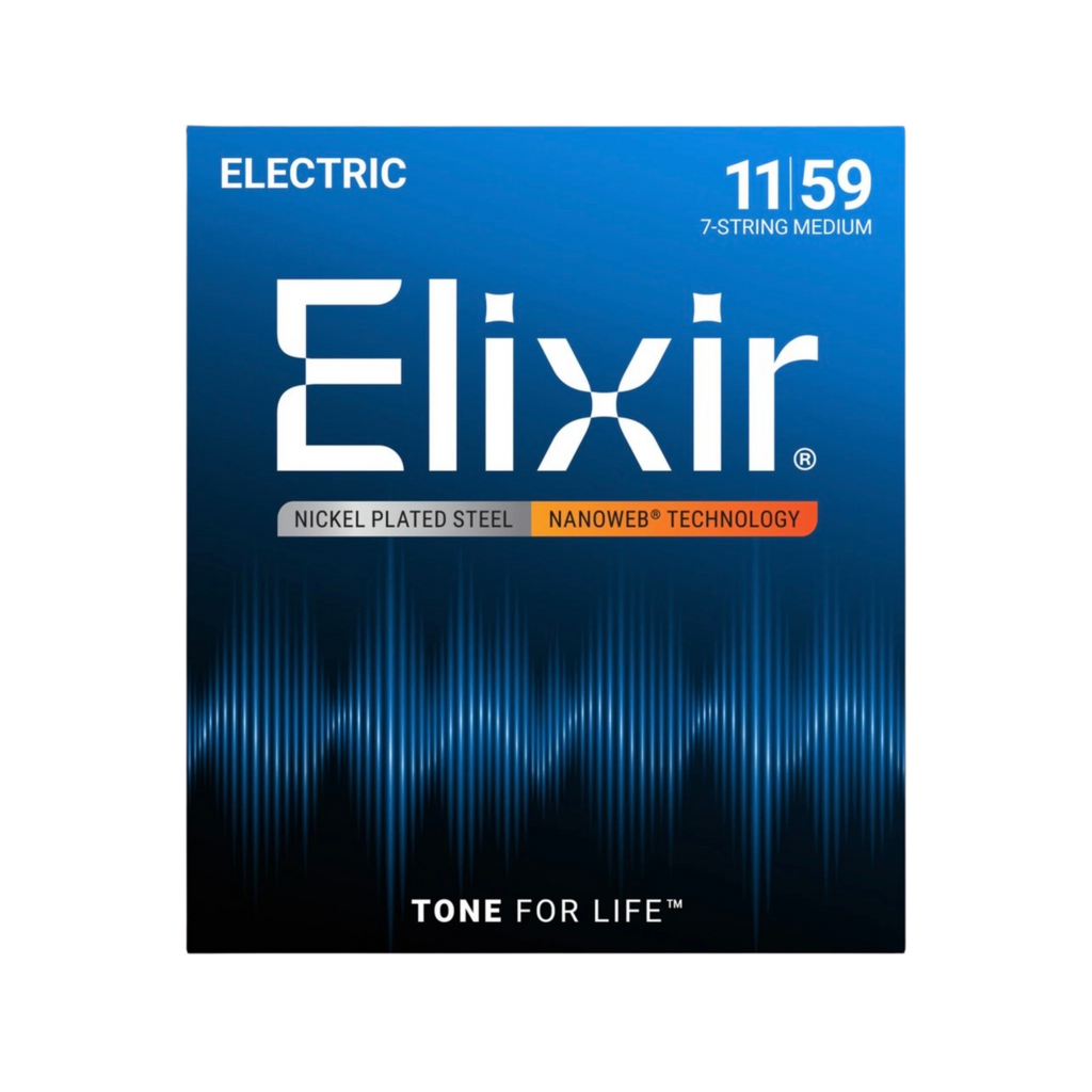 ELIXIR 12106 Nanoweb Medium 7-String Electric Guitar Strings, 11-59