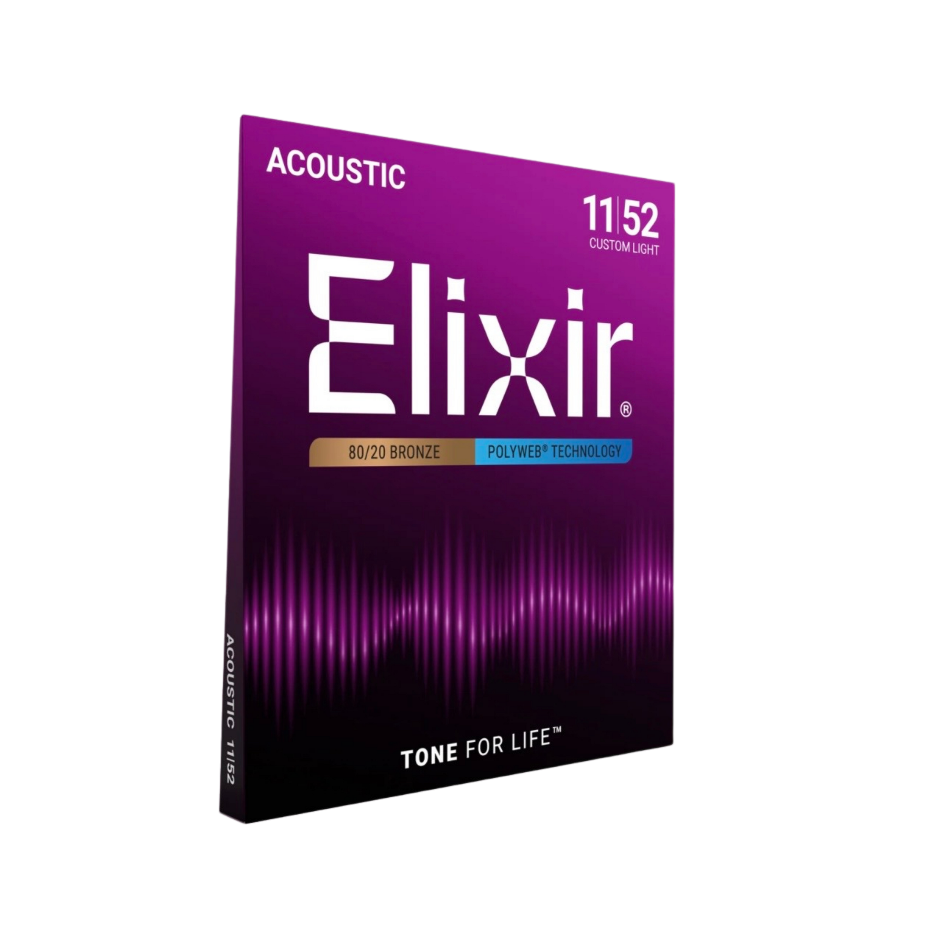 ELIXIR 11025 Polyweb 80/20 Bronze Acoustic Guitar Strings Custom Light 11-52
