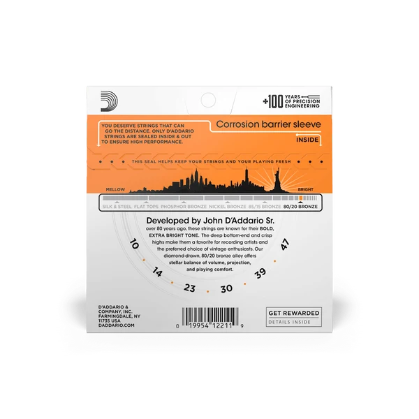 D’ADDARIO Acoustic String 80/20 Bronze EJ10 10-47 Extra Light